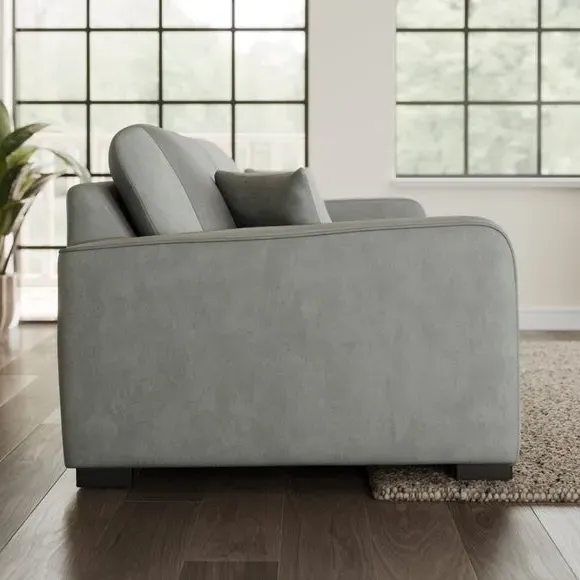 4-Seater Sofa with Piped Detailing - Grey, Velvet