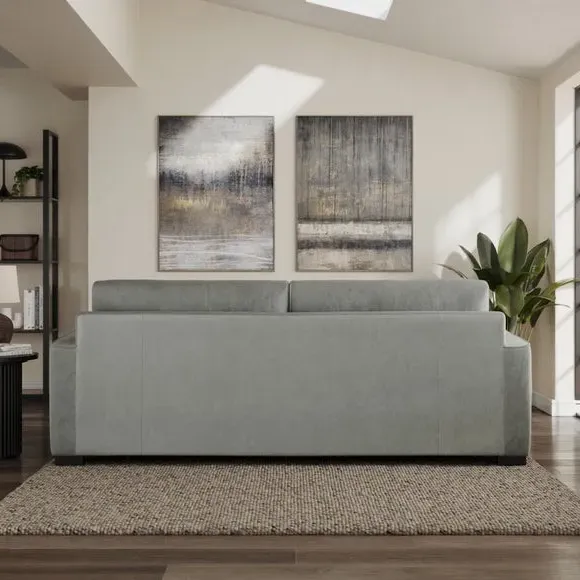 4-Seater Sofa with Piped Detailing - Grey, Velvet