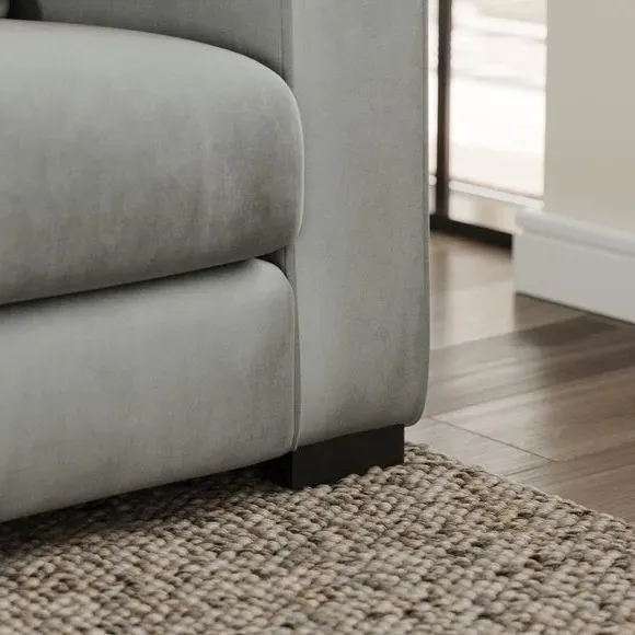 4-Seater Sofa with Piped Detailing - Grey, Velvet
