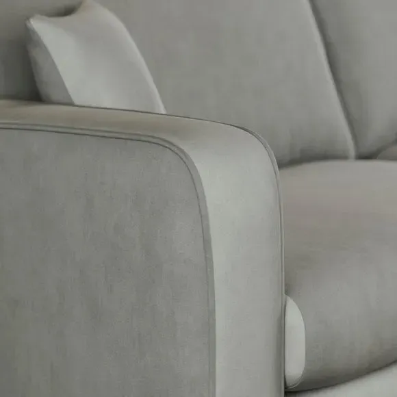 4-Seater Sofa with Piped Detailing - Grey, Velvet