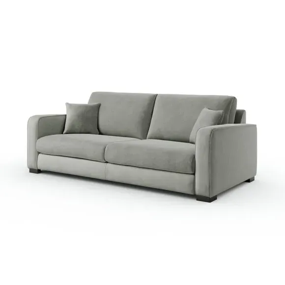 4-Seater Sofa with Piped Detailing - Grey, Velvet