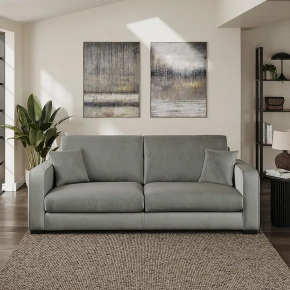 4-Seater Sofa with Piped Detailing - Grey, Velvet