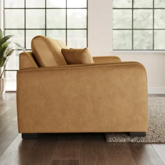 4-Seater Sofa with Piped Detailing - Honey, Velvet