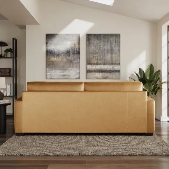 4-Seater Sofa with Piped Detailing - Honey, Velvet