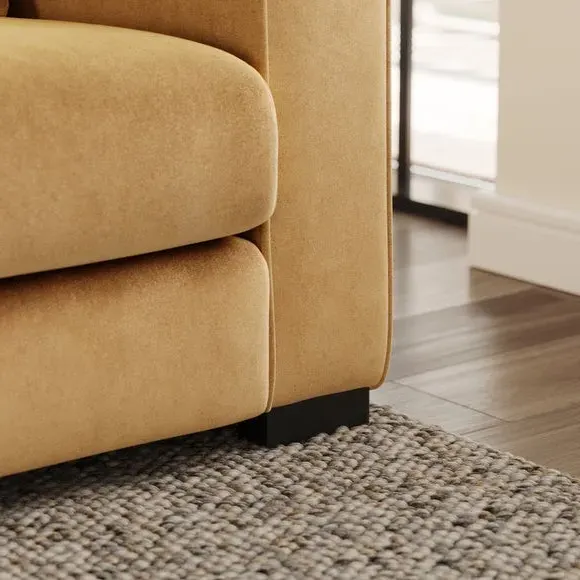 4-Seater Sofa with Piped Detailing - Honey, Velvet
