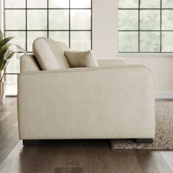 4-Seater Sofa with Piped Detailing - Sand, Velvet
