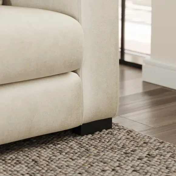 4-Seater Sofa with Piped Detailing - Sand, Velvet
