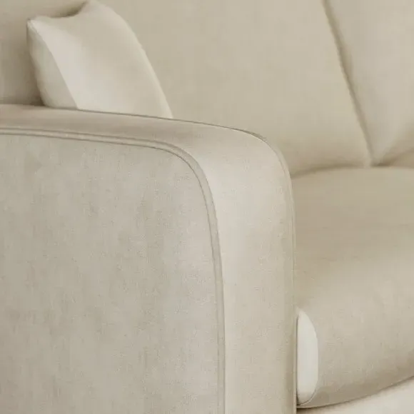 4-Seater Sofa with Piped Detailing - Sand, Velvet