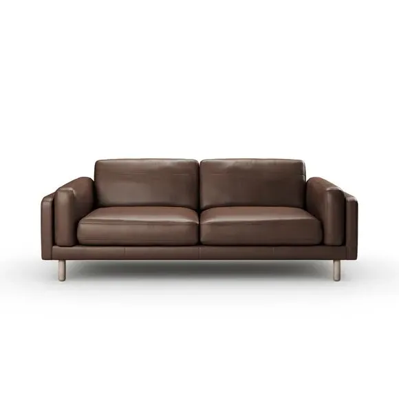 4-Seater Sofa with Piped Edge - Mocha, Leather