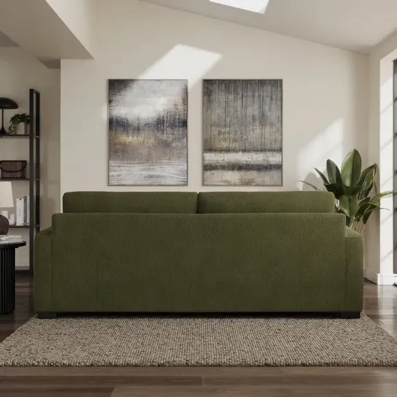 4-Seater Sofa with Piped Edges - Green, Boucle