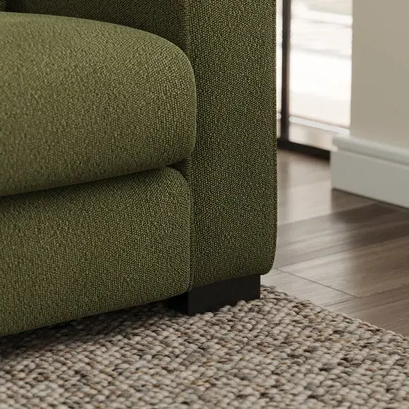 4-Seater Sofa with Piped Edges - Green, Boucle