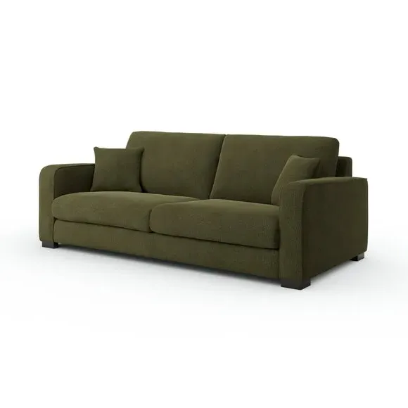 4-Seater Sofa with Piped Edges - Green, Boucle