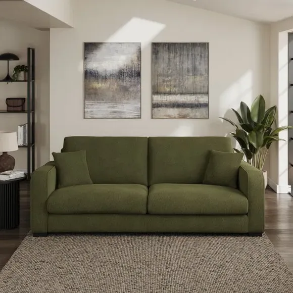 4-Seater Sofa with Piped Edges - Green, Boucle image