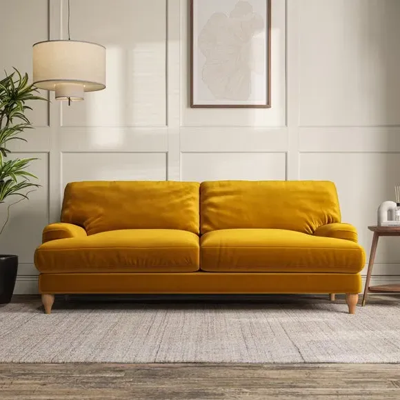 4-Seater Sofa with Pleated Arms - Gold