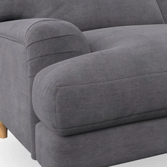 4-Seater Sofa with Pleated Arms - Grey, Chenille
