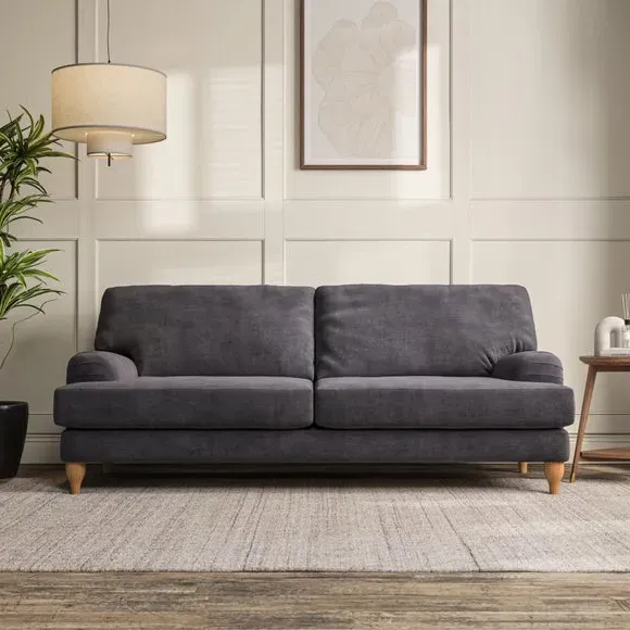 4-Seater Sofa with Pleated Arms - Grey, Chenille