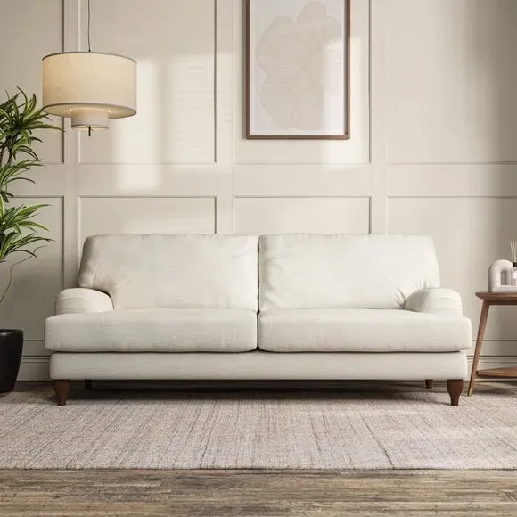 4-Seater Sofa with Pleated Arms - Ivory