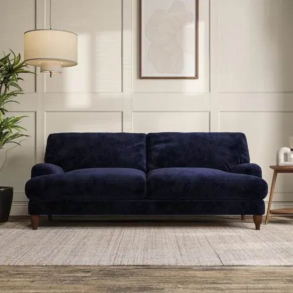 4-Seater Sofa with Pleated Arms - Navy, Chenille