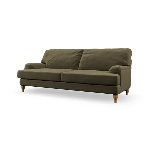 4-Seater Sofa with Pleated Arms - Olive