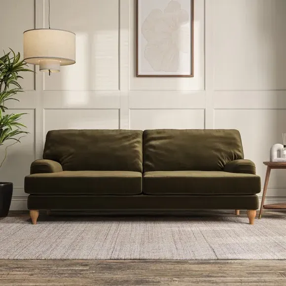 4-Seater Sofa with Pleated Arms - Olive