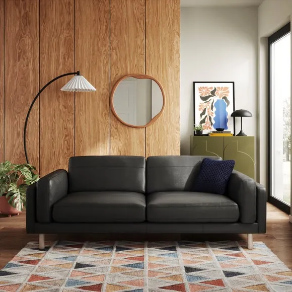 4-Seater Sofa with Plush Cushions - Black, Leather image