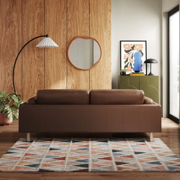 4-Seater Sofa with Plush Cushions - Brown, Leather