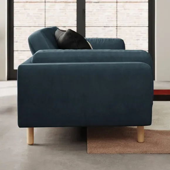 4-Seater Sofa with Plush Cushions - Navy, Velvet