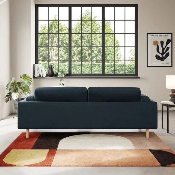 4-Seater Sofa with Plush Cushions - Navy, Velvet