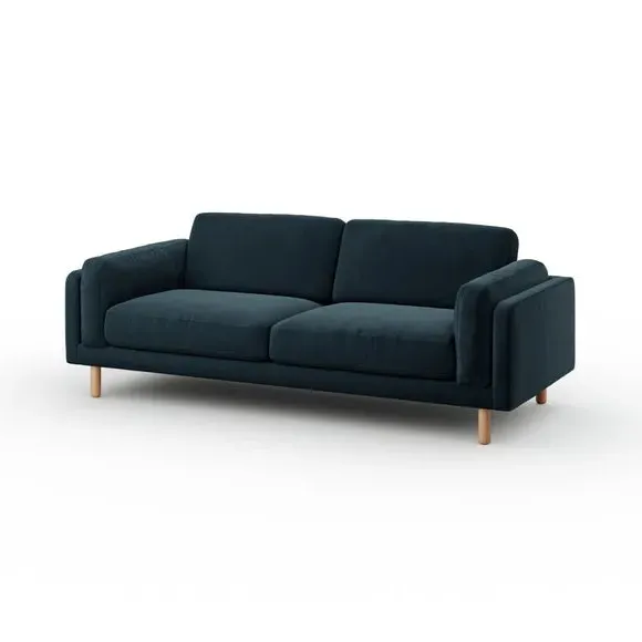 4-Seater Sofa with Plush Cushions - Navy, Velvet