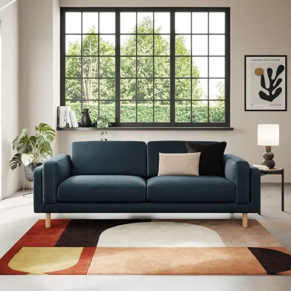4-Seater Sofa with Plush Cushions - Navy, Velvet image