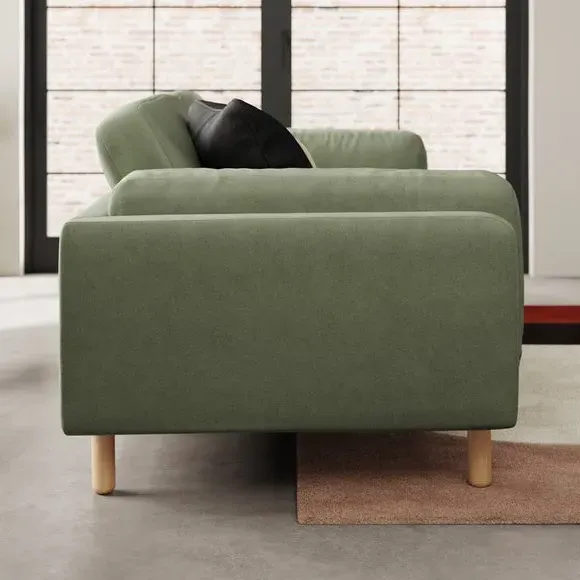 4-Seater Sofa with Plush Cushions - Sage, Velvet