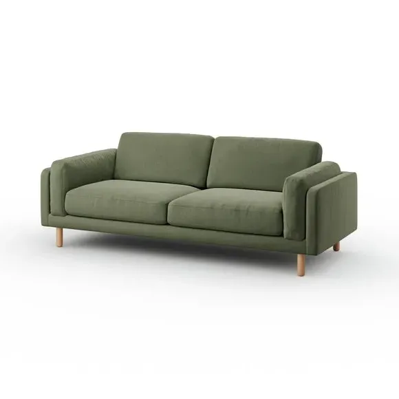 4-Seater Sofa with Plush Cushions - Sage, Velvet