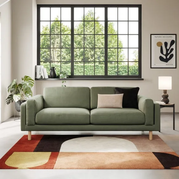 4-Seater Sofa with Plush Cushions - Sage, Velvet