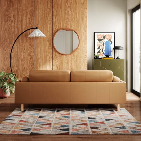 4-Seater Sofa with Plush Cushions - Tan, Leather