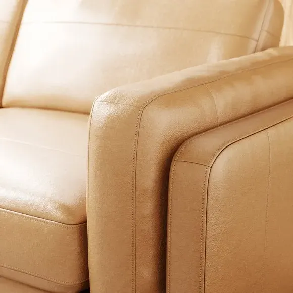 4-Seater Sofa with Plush Cushions - Tan, Leather