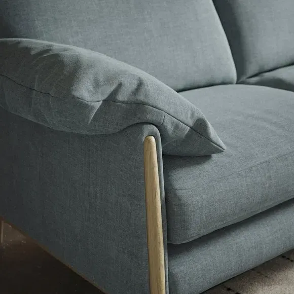 4-Seater Sofa with Roll Arms - Aqua, Chenille