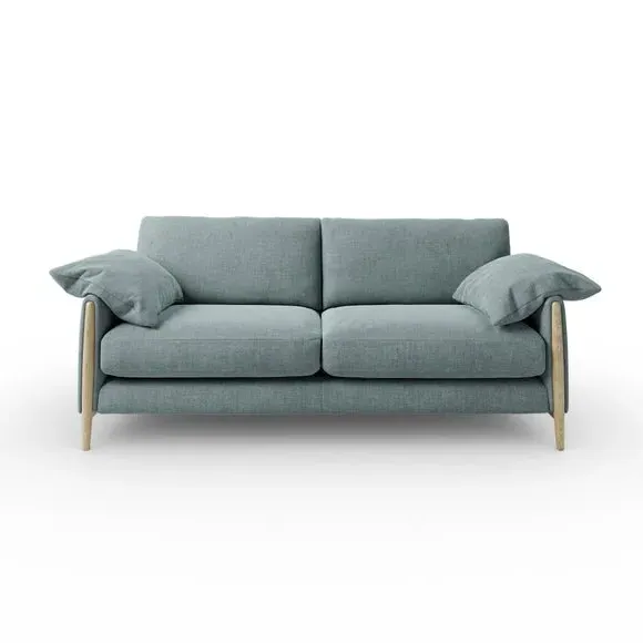 4-Seater Sofa with Roll Arms - Aqua, Chenille