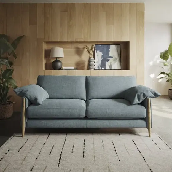 4-Seater Sofa with Roll Arms - Aqua, Chenille image