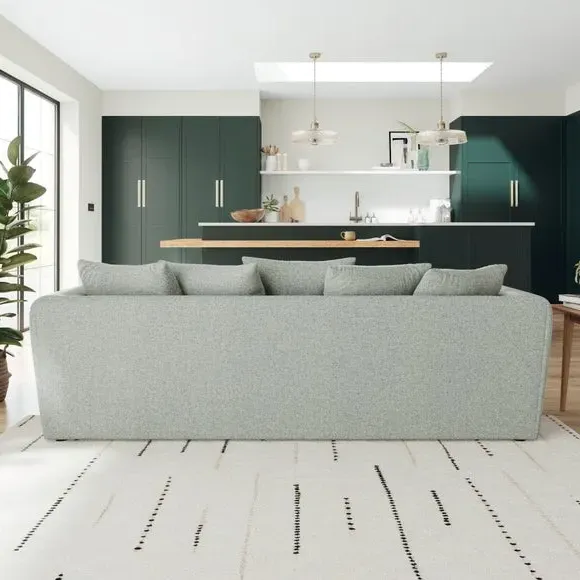 4-Seater Sofa with Roll Arms - Blue, Fabric
