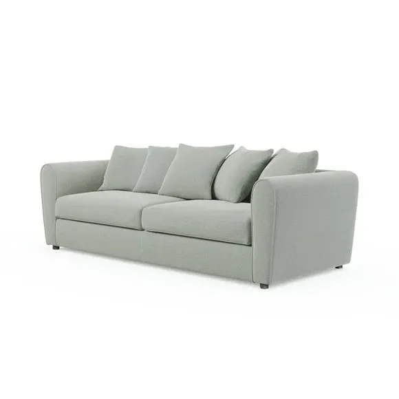 4-Seater Sofa with Roll Arms - Blue, Fabric