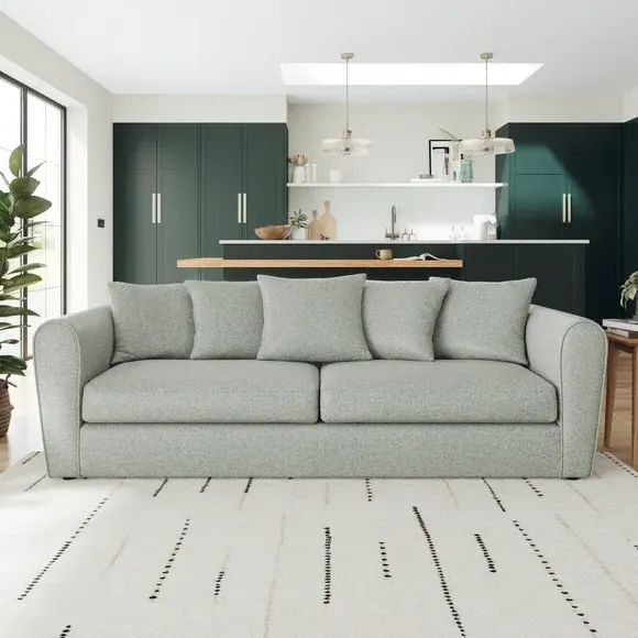 4-Seater Sofa with Roll Arms - Blue, Fabric image