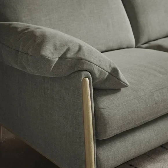 4-Seater Sofa with Roll Arms - Grey, Chenille