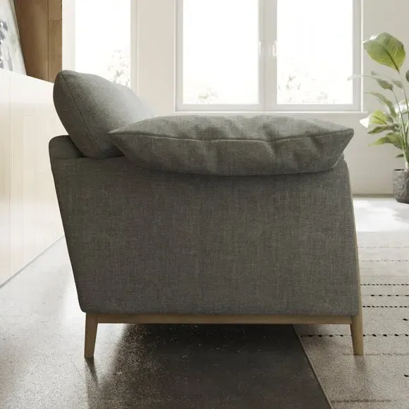 4-Seater Sofa with Roll Arms - Grey, Chenille