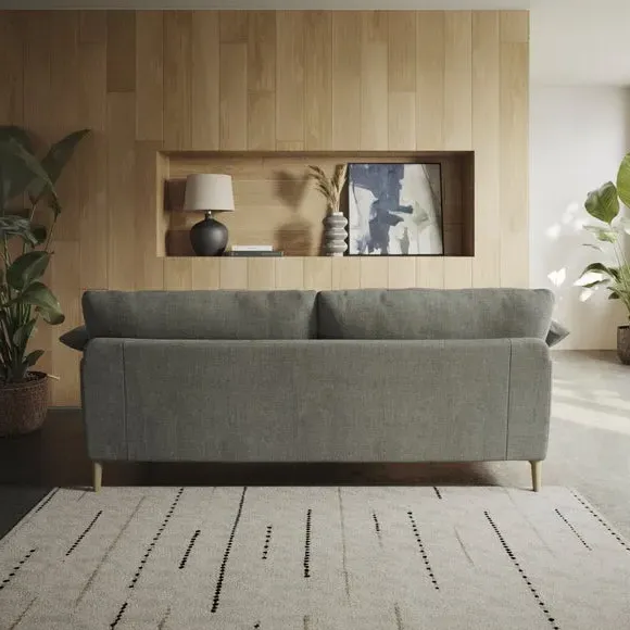 4-Seater Sofa with Roll Arms - Grey, Chenille