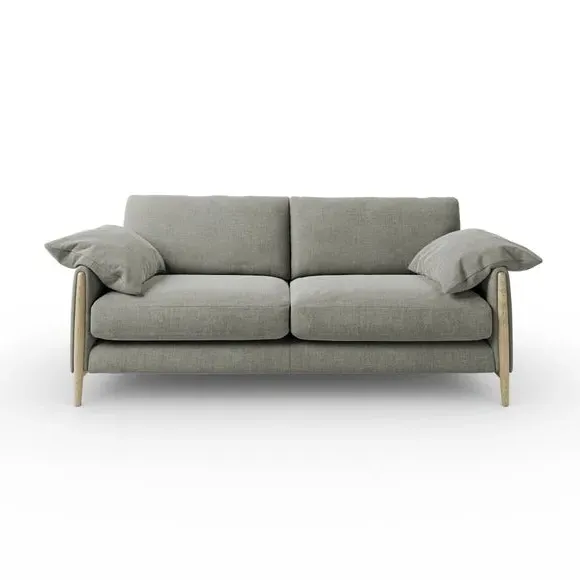 4-Seater Sofa with Roll Arms - Grey, Chenille