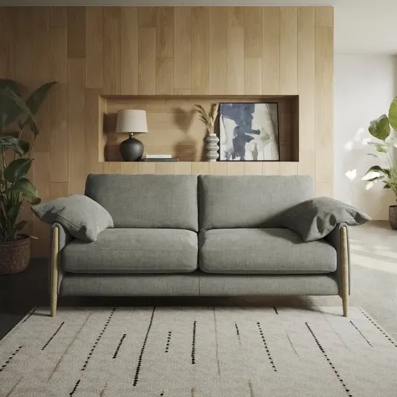 4-Seater Sofa with Roll Arms - Grey, Chenille
