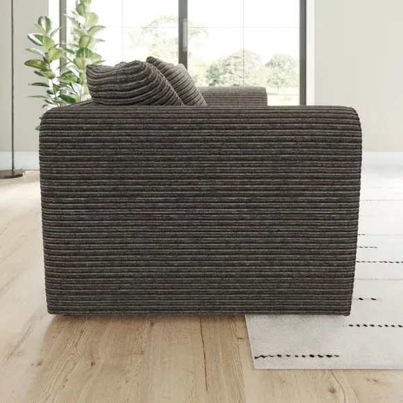 4-Seater Sofa with Roll Arms - Grey, Cord
