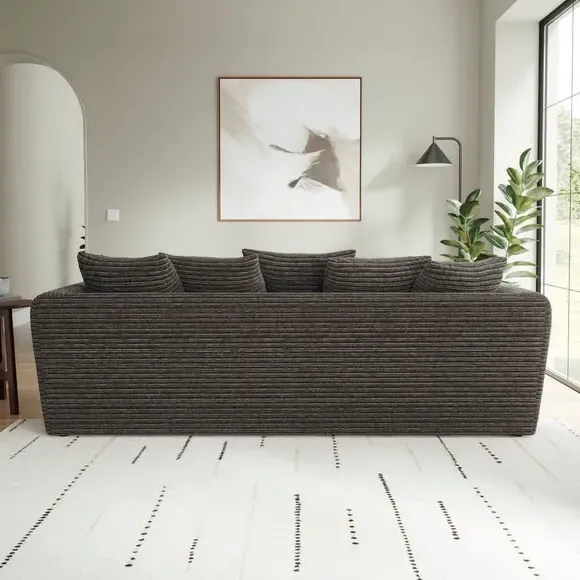 4-Seater Sofa with Roll Arms - Grey, Cord