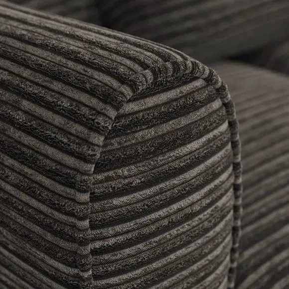 4-Seater Sofa with Roll Arms - Grey, Cord