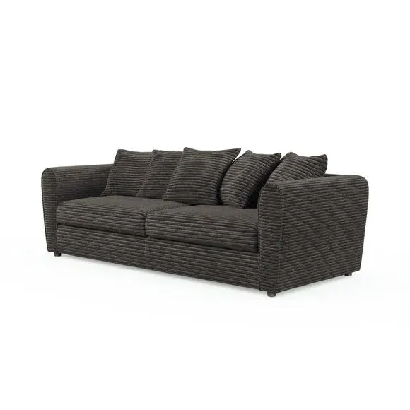 4-Seater Sofa with Roll Arms - Grey, Cord